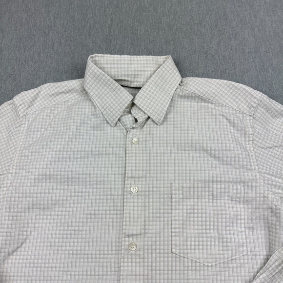 Ermenegildo Zegna Shirt Mens Large White Check Plaid Button Up‎ Cotton Italy - Picture 2 of 12